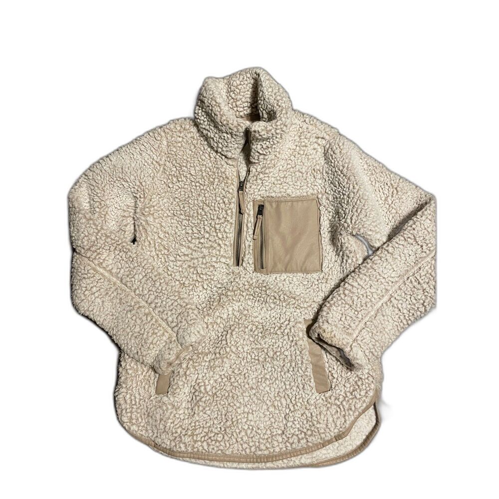 Abercrombie & Fitch Women's Sherpa Pullover Cozy Half Zip w/ Pockets Size Small